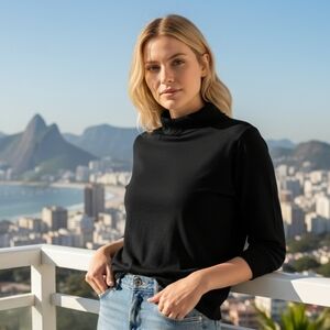 James Perse Midnight Black Long Sleeve Top
